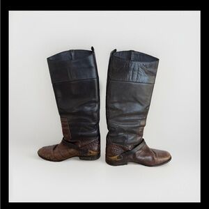 Golden Goose pull on croc leather riding boots size 39 9